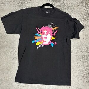Black Graphic T-Shirt with Colorful Design